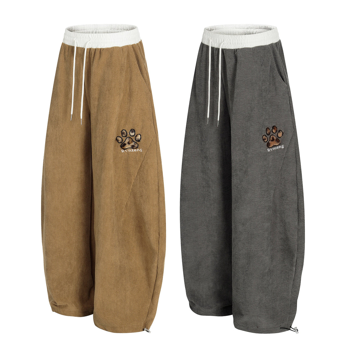 3-6-5.shop Corduroy Paw Embroidered Pants
