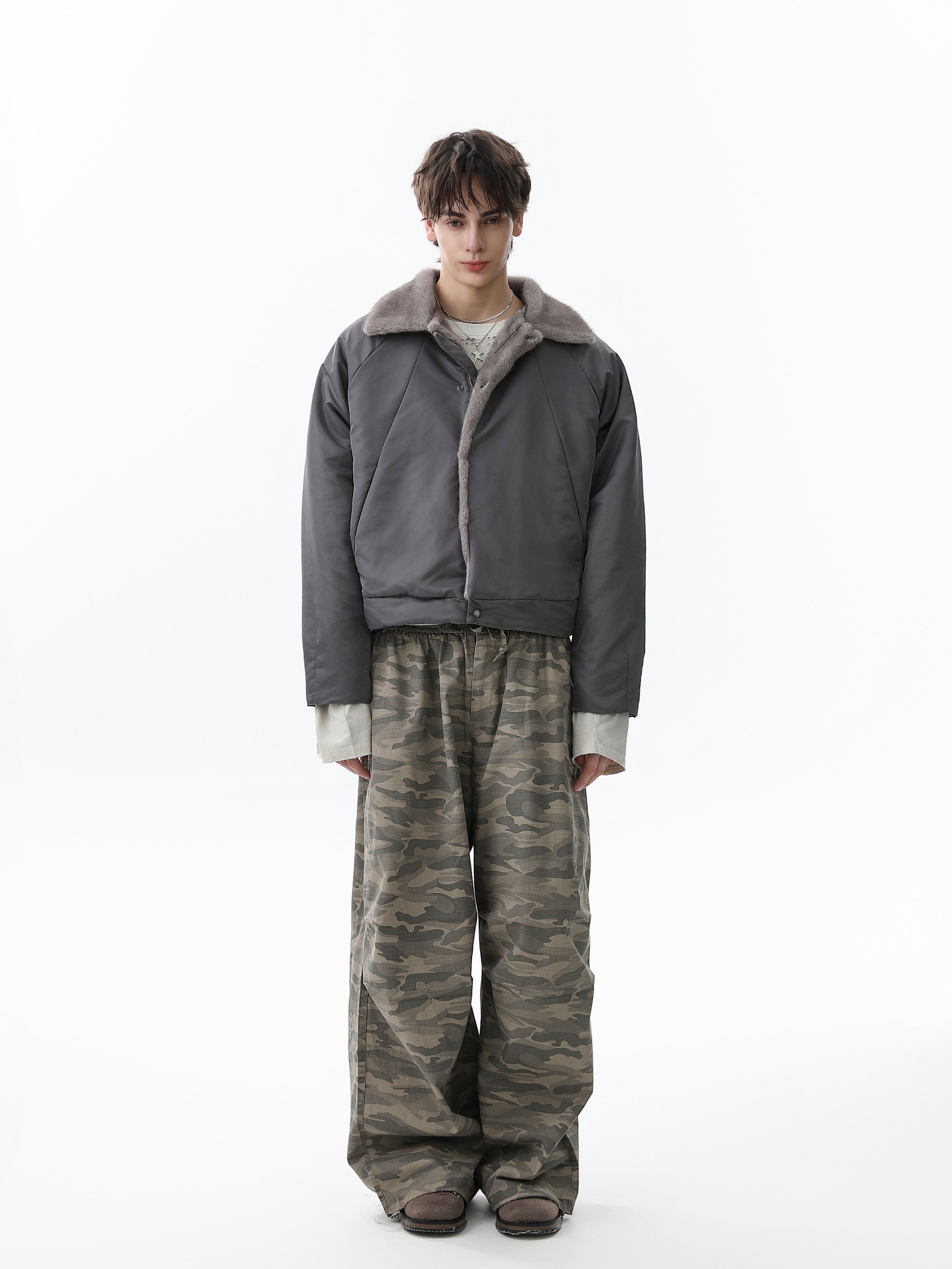 3-6-5.shop Faux Fur Collar Nylon Jacket