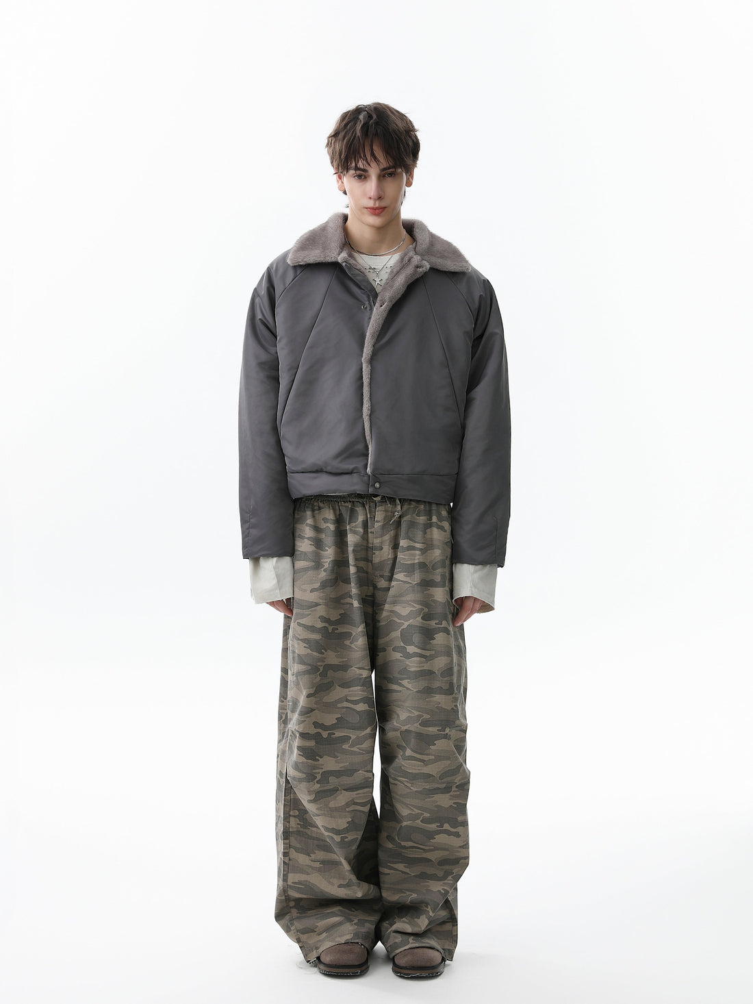 3-6-5.shop Faux Fur Collar Nylon Jacket