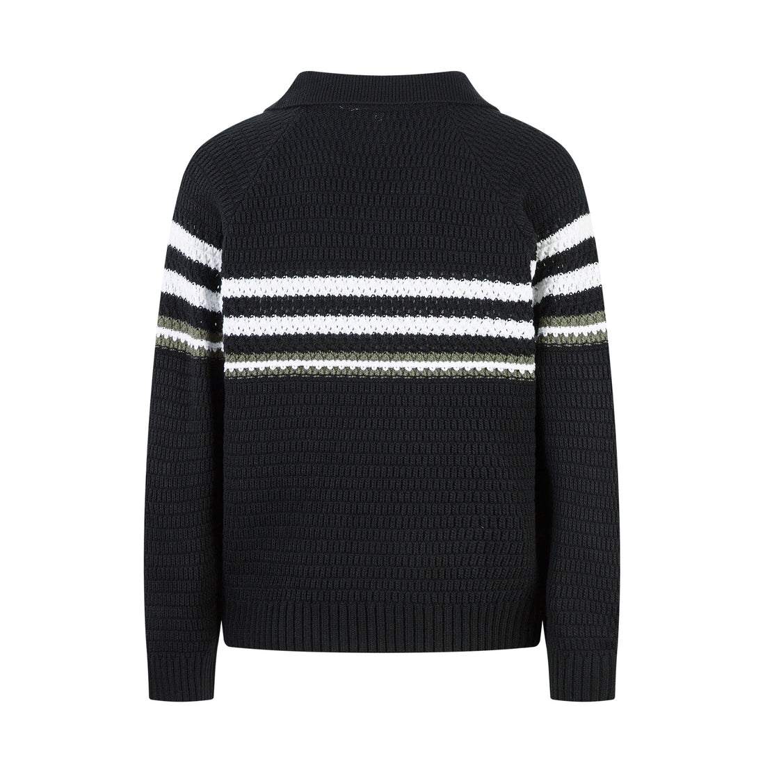 3-6-5.shop Striped Knit Polo Sweater