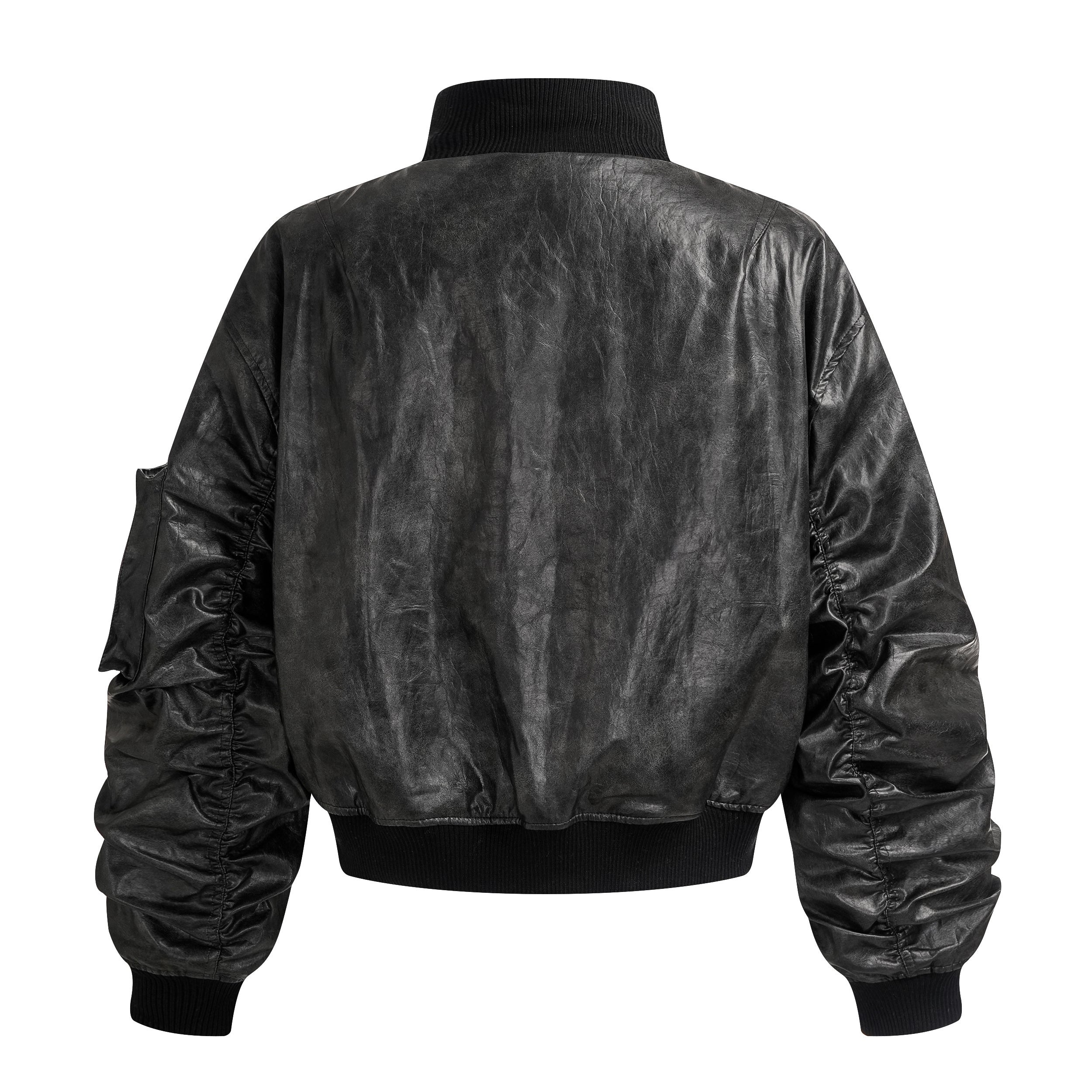 3-6-5.shop Vintage PU Bomber Jacket