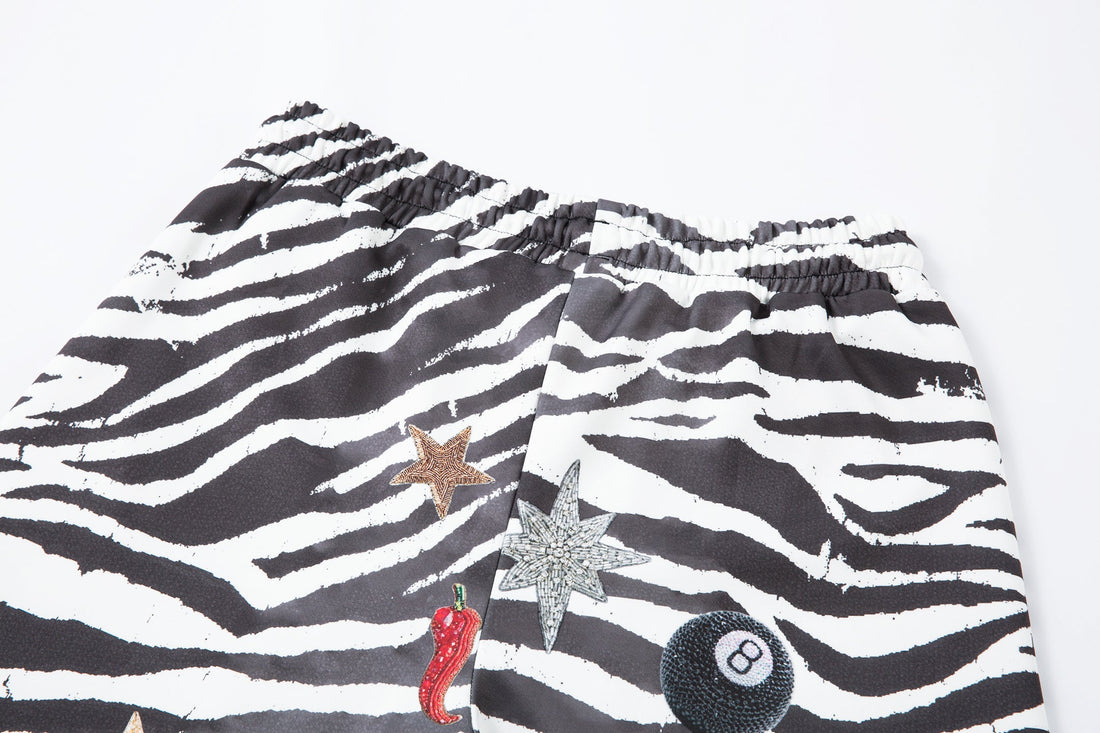 3-6-5.shop Zebra Patch Barrel Pants