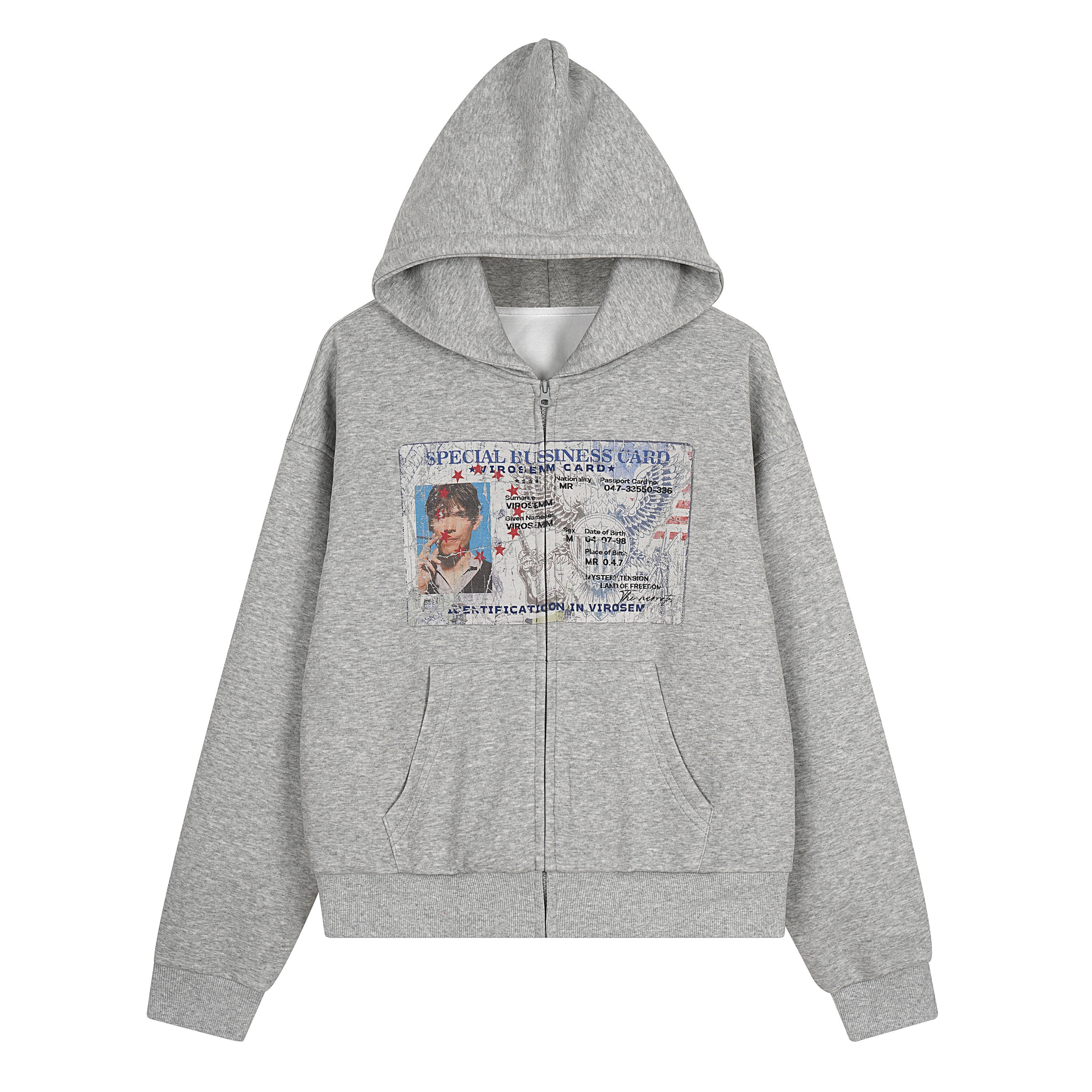 3-6-5.shop “Business Card” Graphic Zip Hoodie