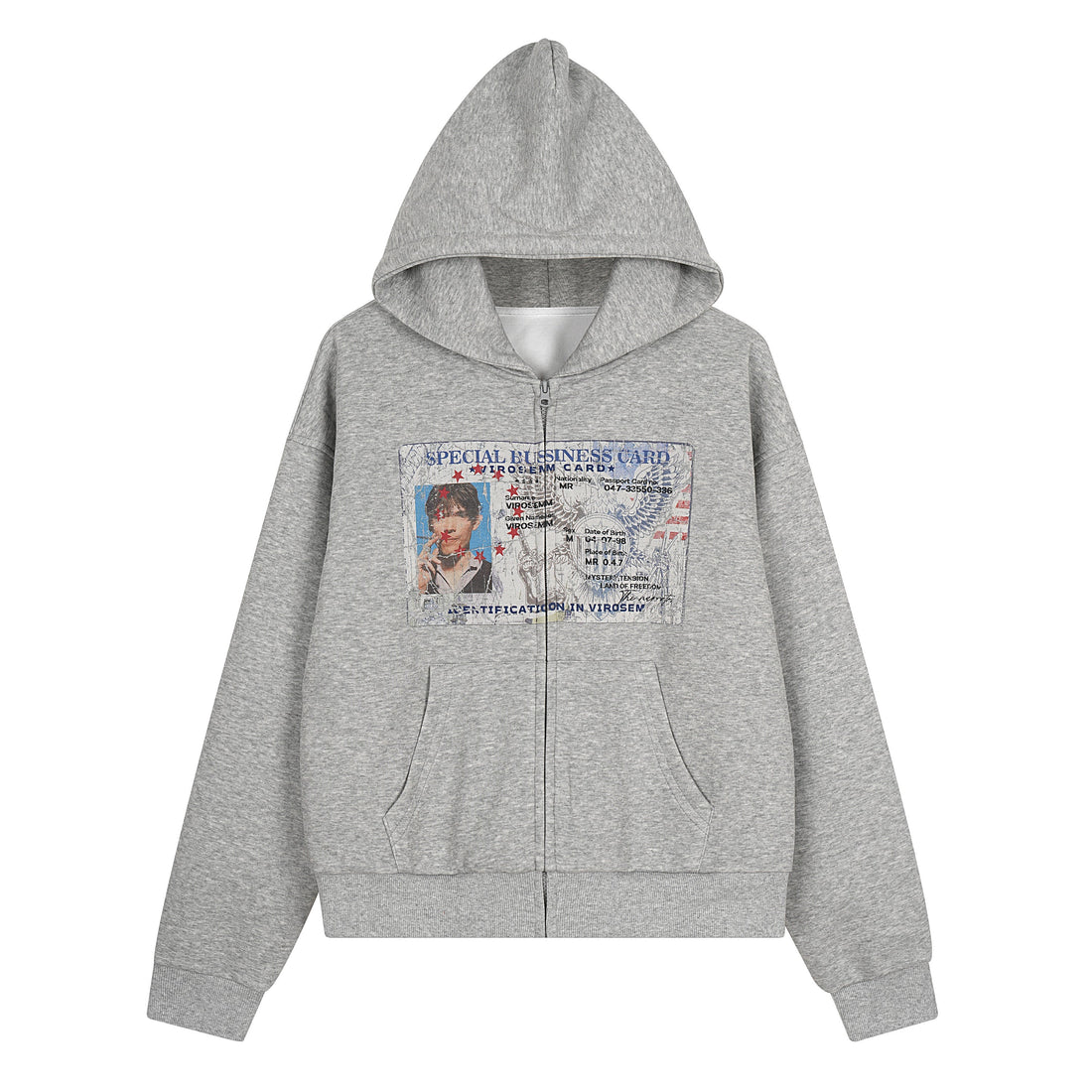3-6-5.shop “Business Card” Graphic Zip Hoodie