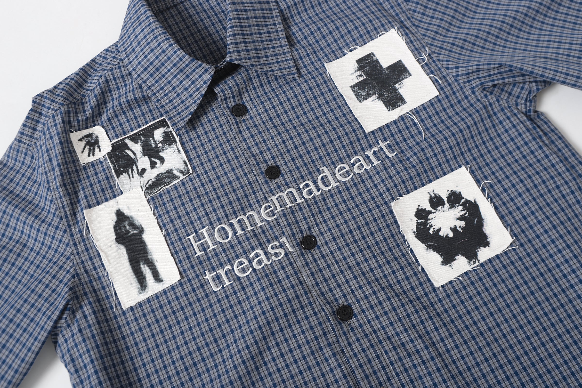 3-6-5.shop Patchwork Graphic Plaid Shirt