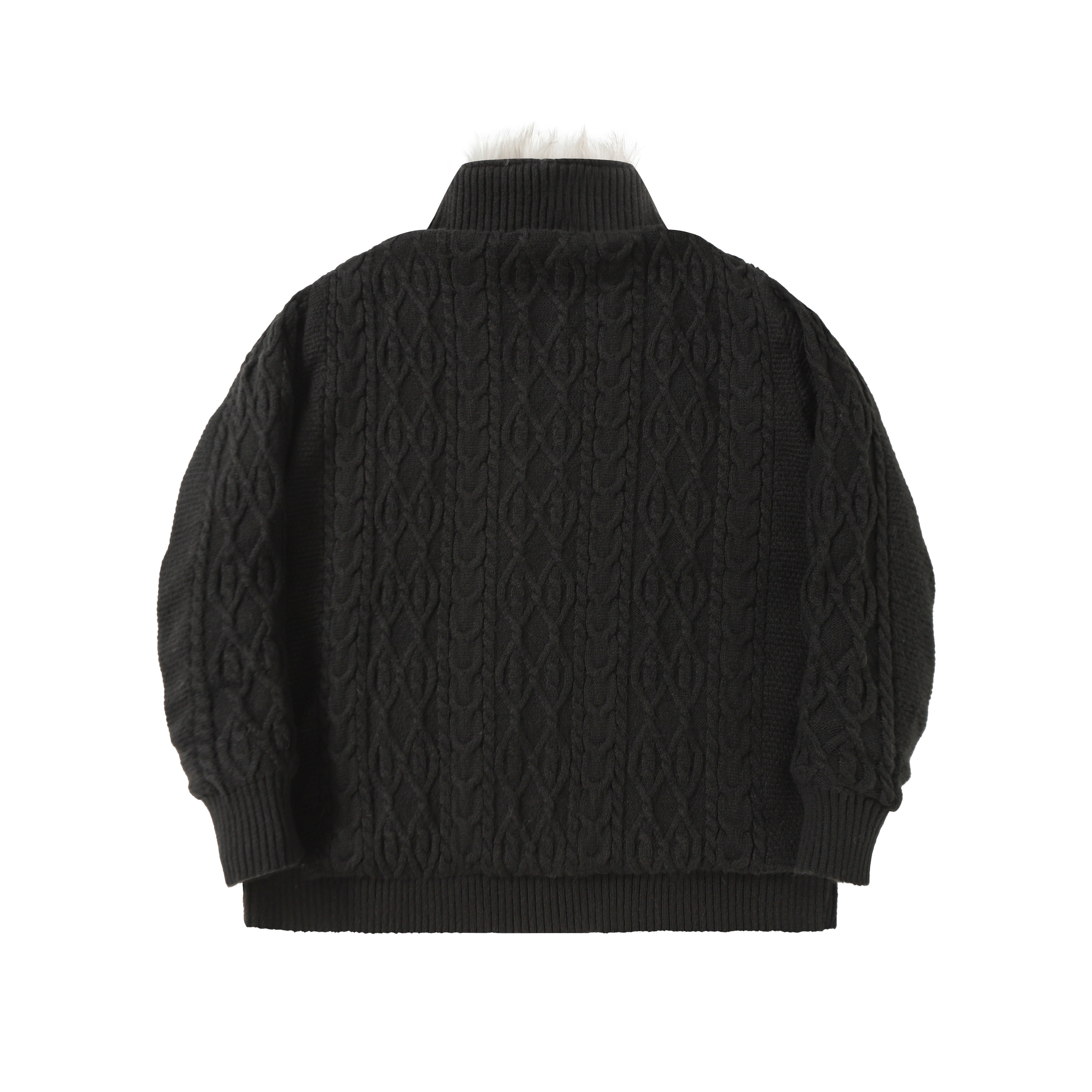 3-6-5.shop Fleece-Lined Cable Knit Jacket