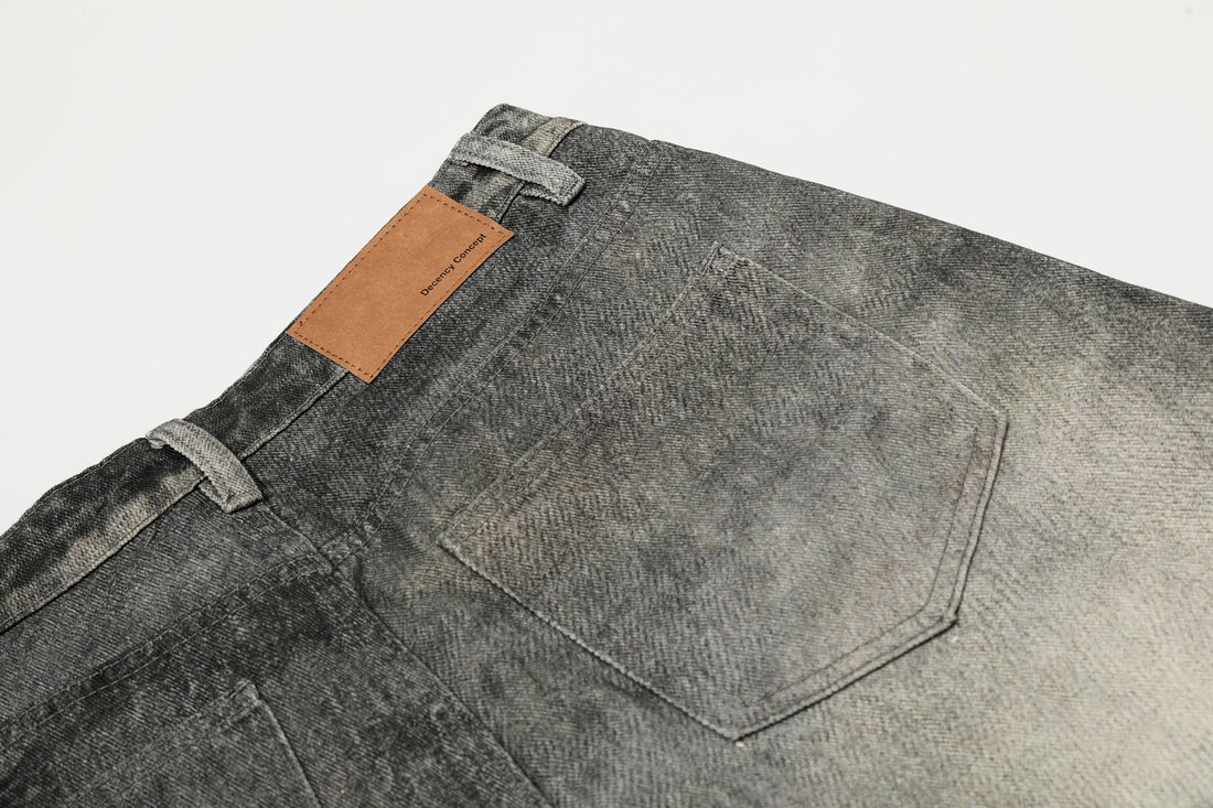 3-6-5.shop Washed Curved Denim Pants