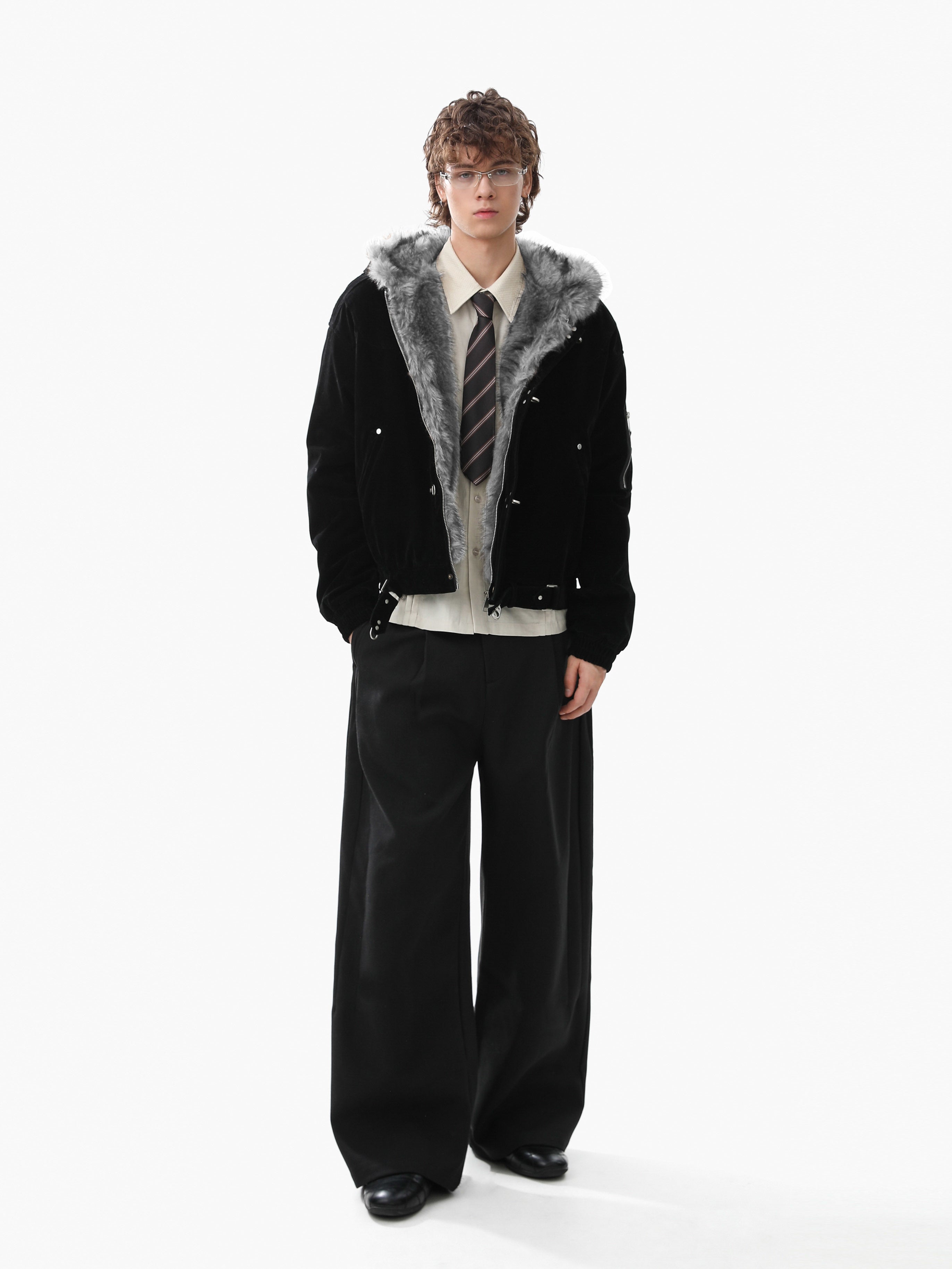 3-6-5.shop Faux Suede Fur-Lined Jacket