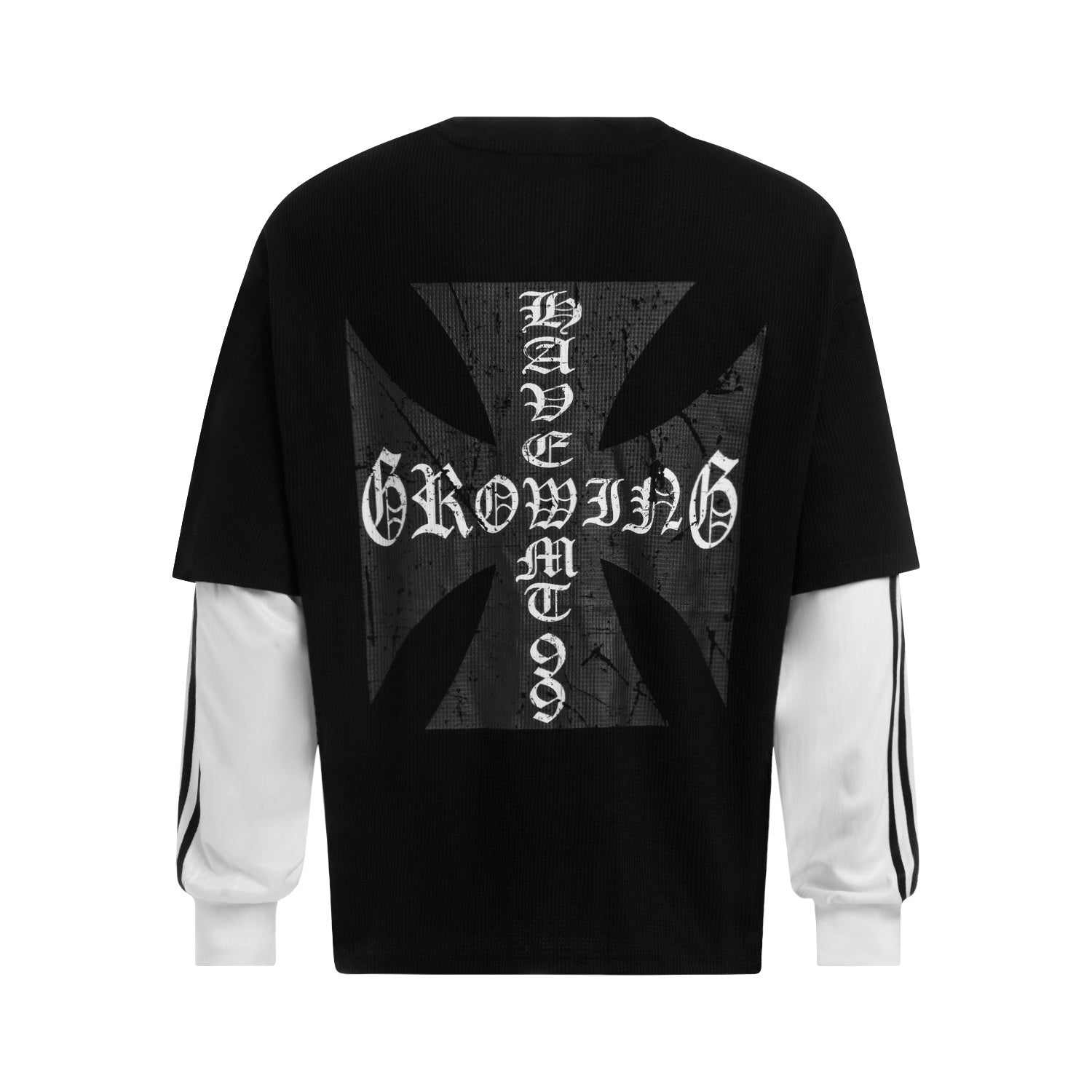 3-6-5.shop Layered Gothic Cross Long Sleeve Tee