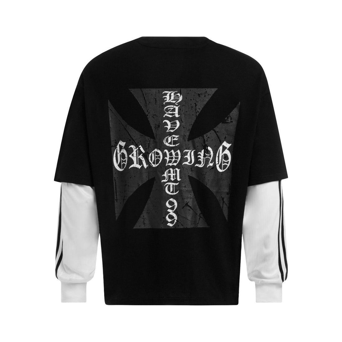 3-6-5.shop Layered Gothic Cross Long Sleeve Tee