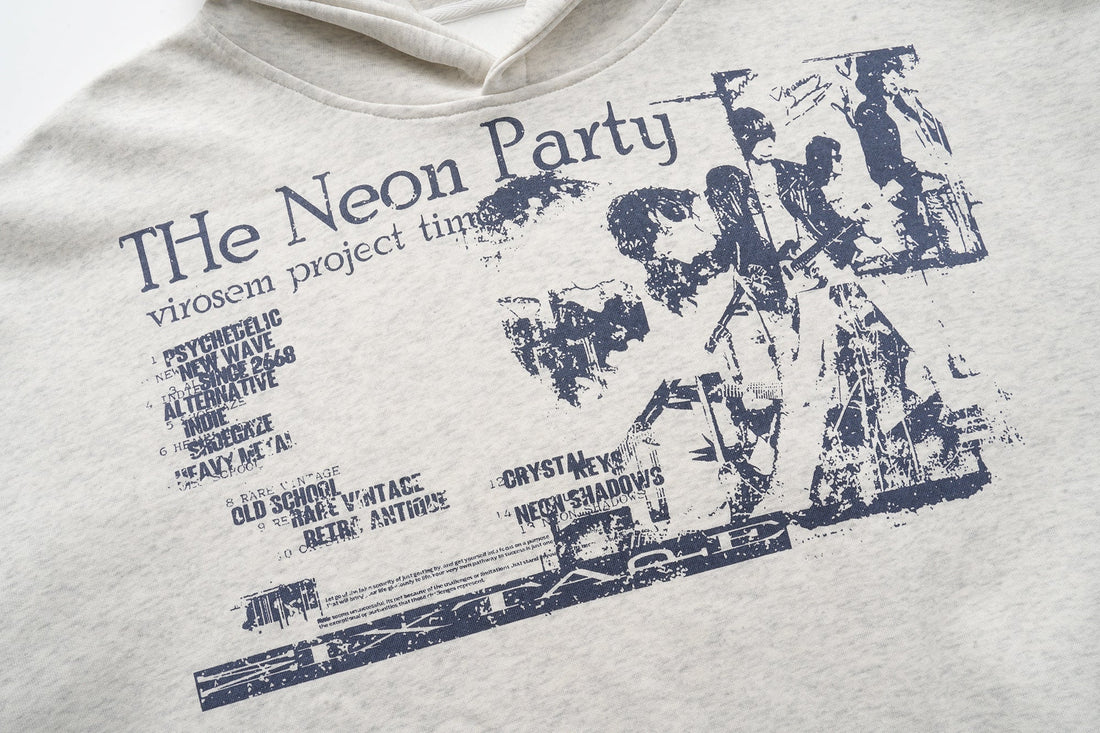 3-6-5.shop “Neon Party” Graphic Hoodie