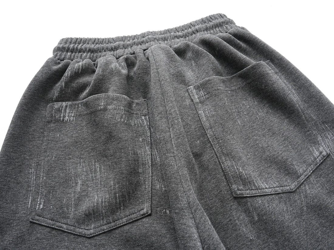 3-6-5.shop Distressed Print Wide-Leg Sweatpants