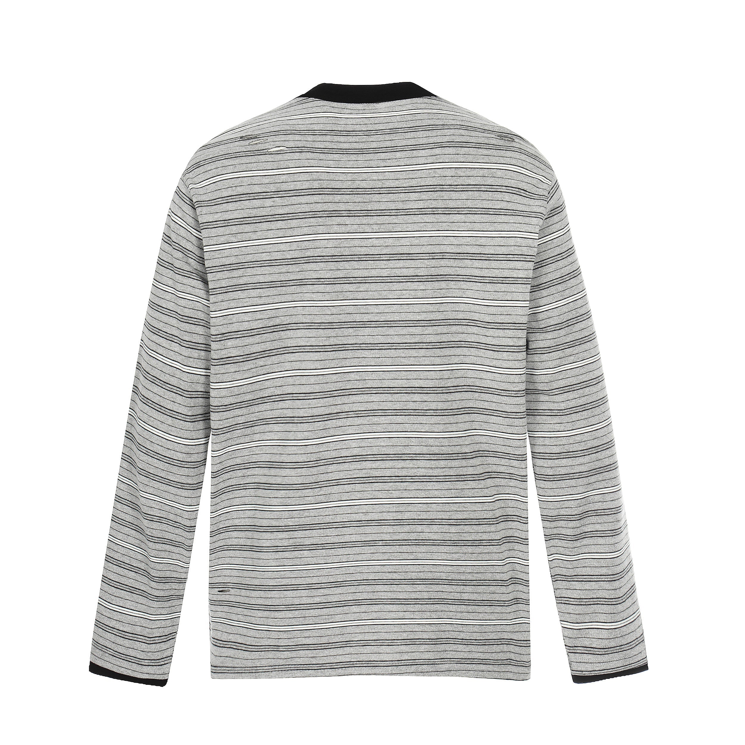 3-6-5.shop Striped Henley Long Sleeve Tee