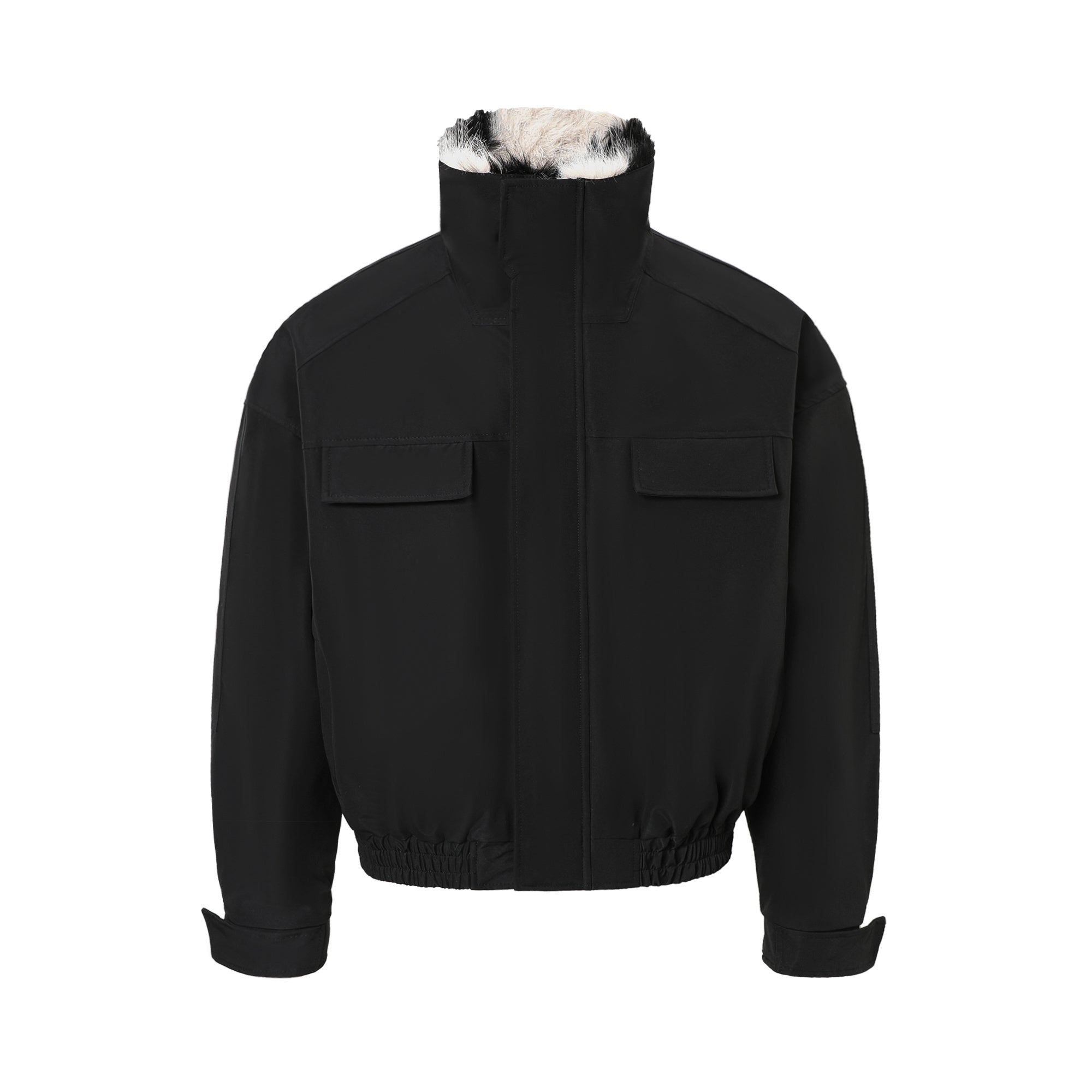 3-6-5.shop Zebra Fur-Lined Bomber Jacket