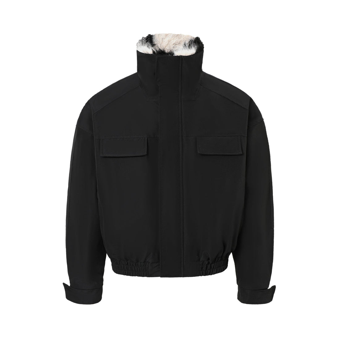 3-6-5.shop Zebra Fur-Lined Bomber Jacket