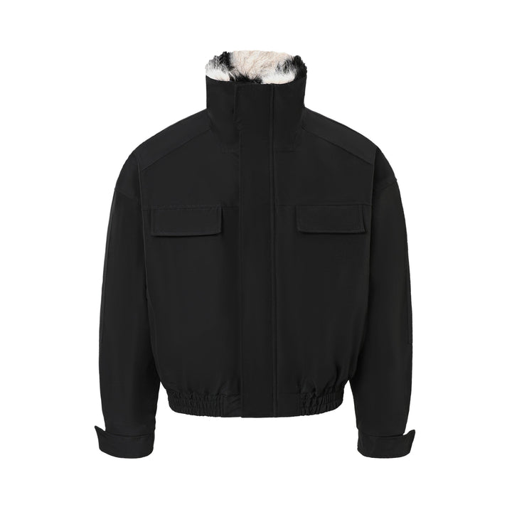 3-6-5.shop Zebra Fur-Lined Bomber Jacket
