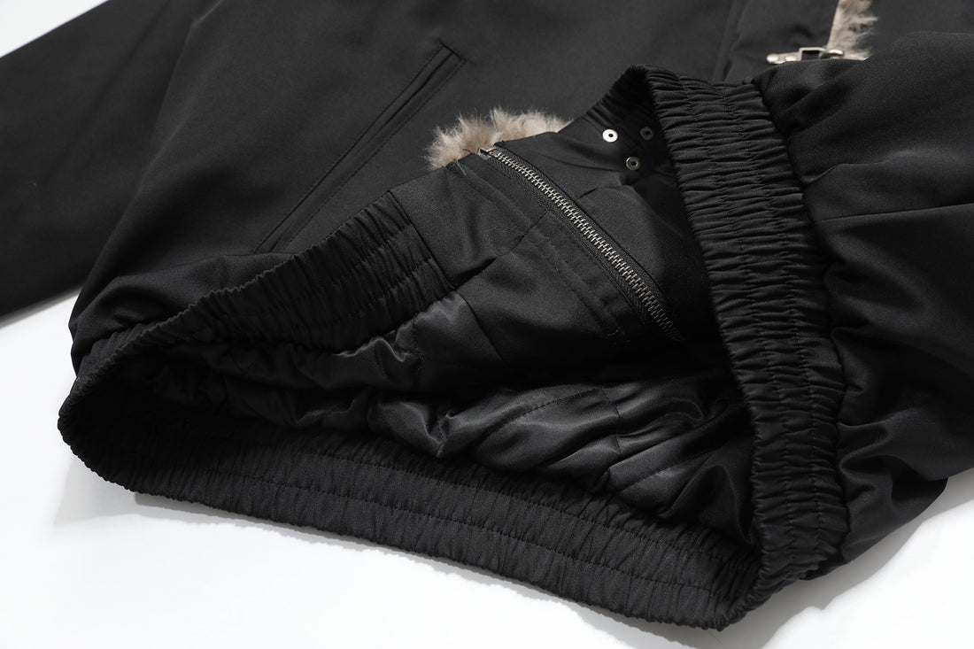 3-6-5.shop Faux-Fur Trim Bomber Jacket