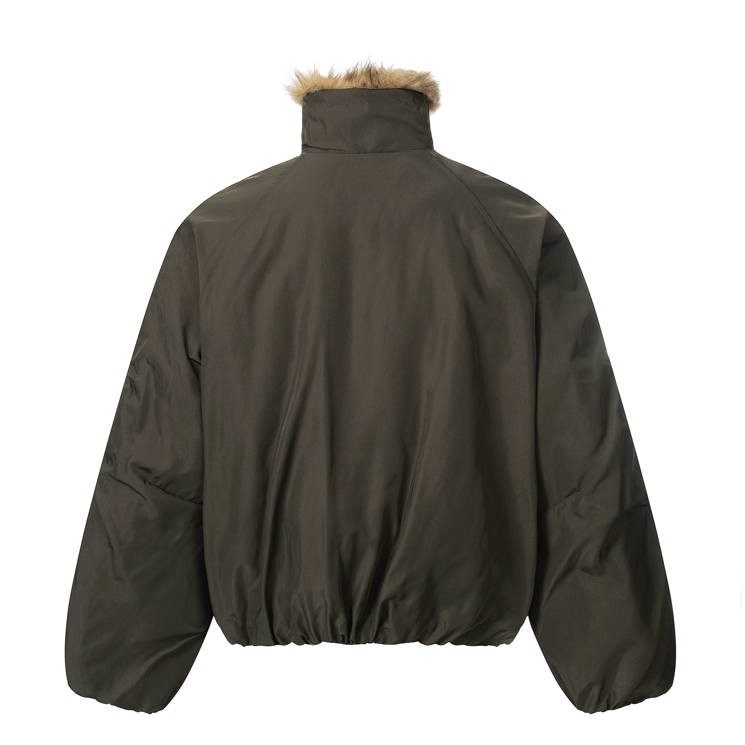 3-6-5.shop Faux Fur Collar Utility Bomber Jacket