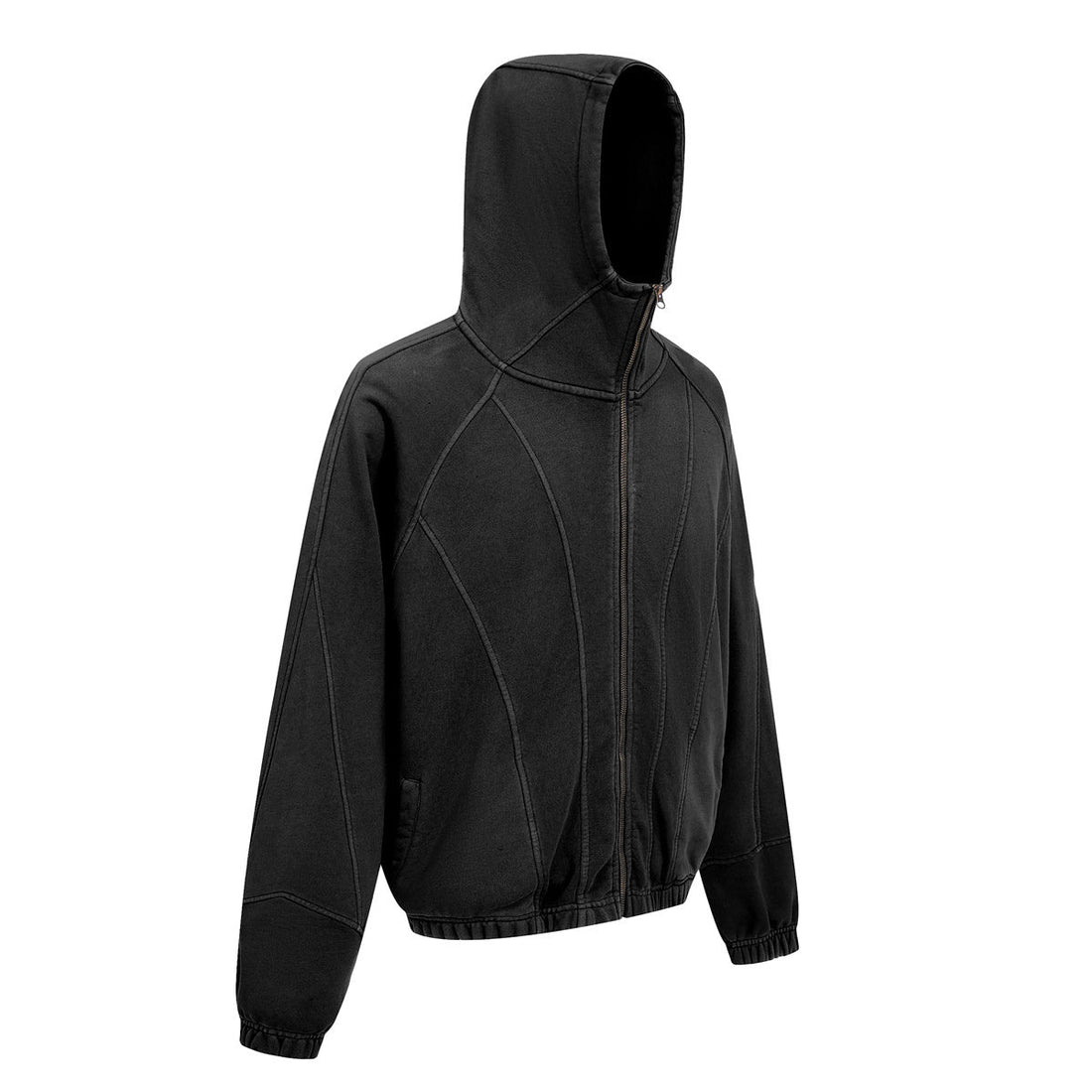 3-6-5.shop Curved-Seam Full-Zip Hoodie