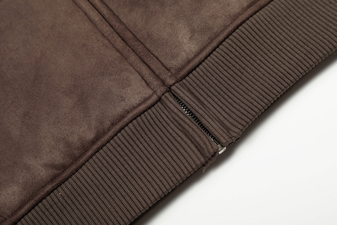 3-6-5.shop Fleece-Lined Brown Hooded Jacket