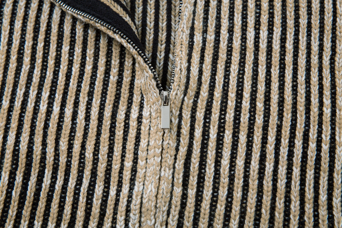 3-6-5.shop Striped Textured Zip Jacket