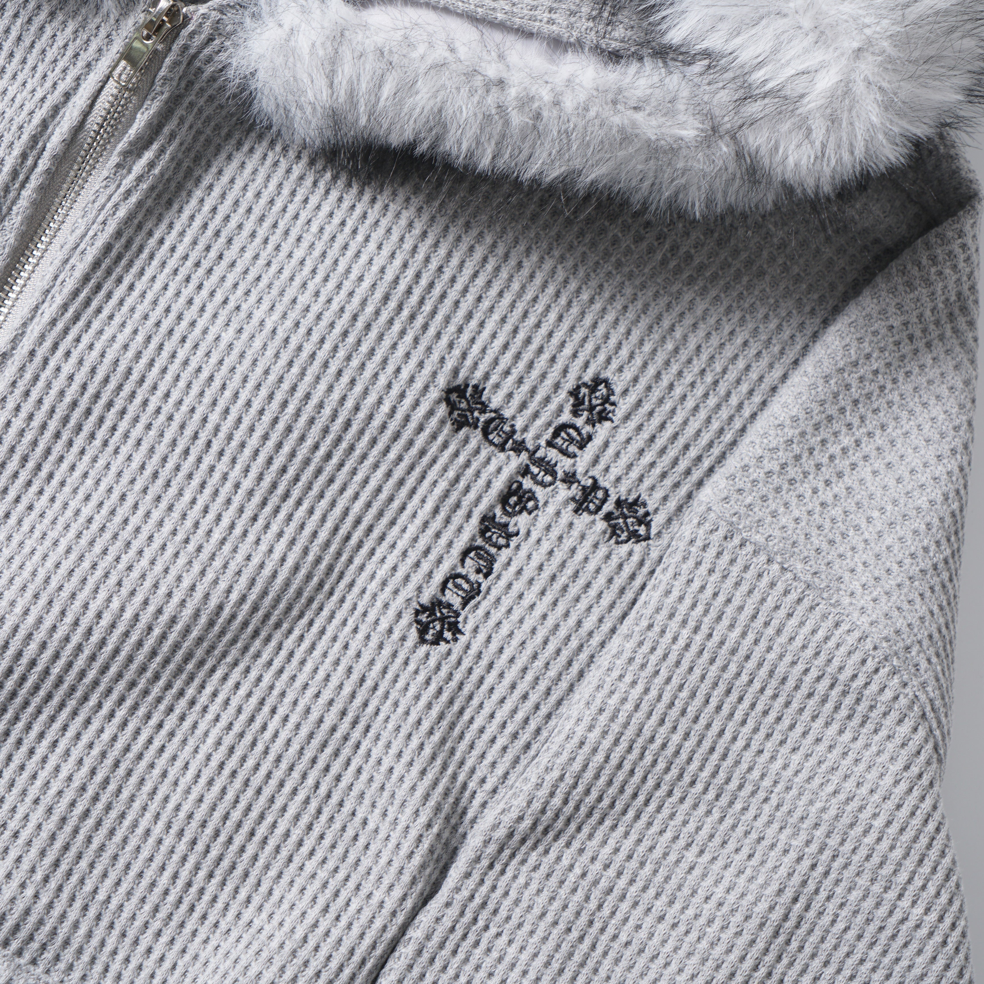 3-6-5.shop Faux Fur Trim Zip-Up Hoodie
