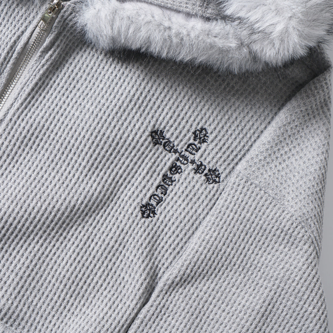 3-6-5.shop Faux Fur Trim Zip-Up Hoodie