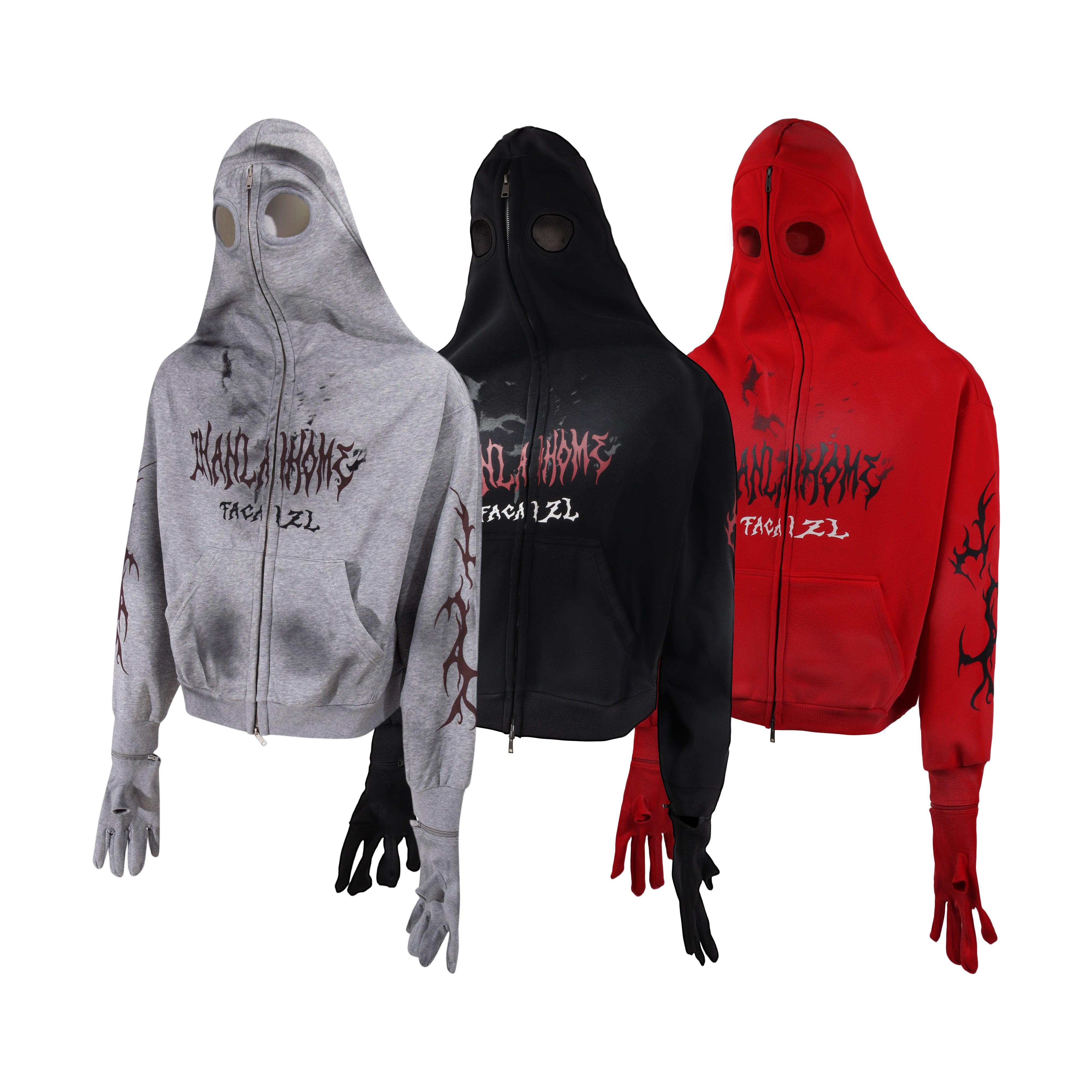 3-6-5.shop Full-Zip Masked Hoodie