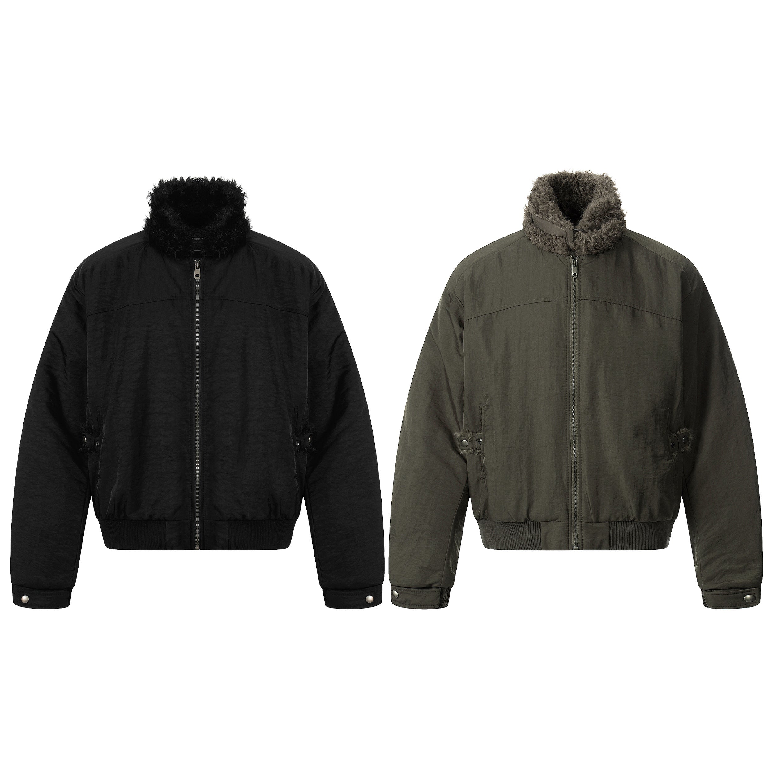 3-6-5.shop Faux Fur Collar Bomber Jacket