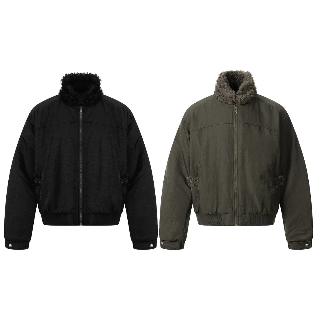 3-6-5.shop Faux Fur Collar Bomber Jacket