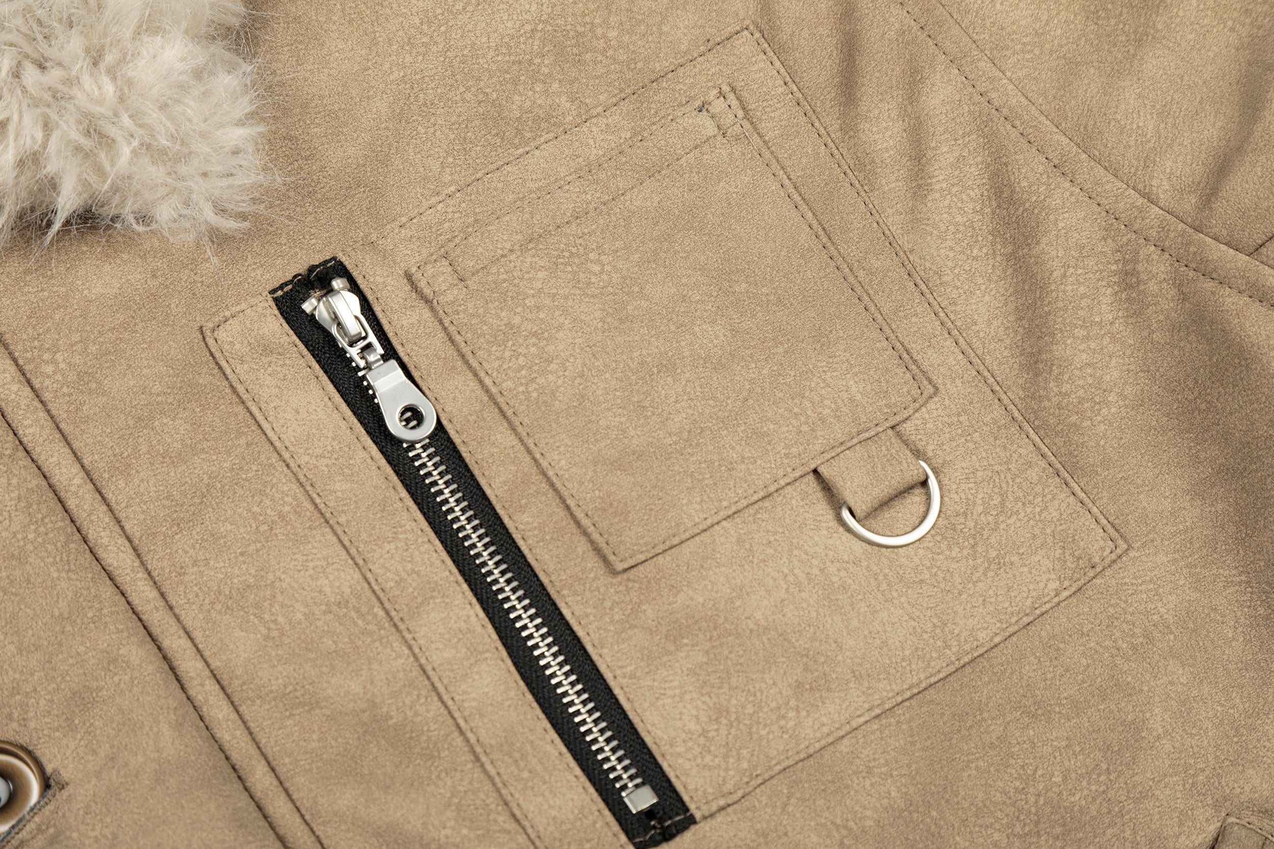 3-6-5.shop Faux Shearling Collar PU Jacket