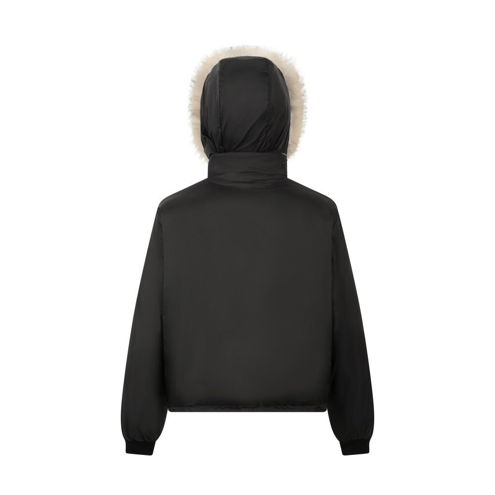 3-6-5.shop Reversible Plaid Fur Hooded Jacket