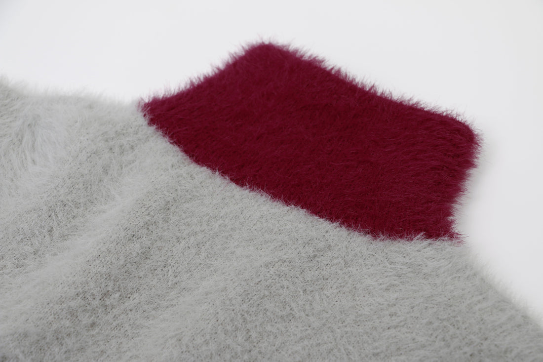 3-6-5.shop Flag Pattern Fuzzy Half-Zip Sweater