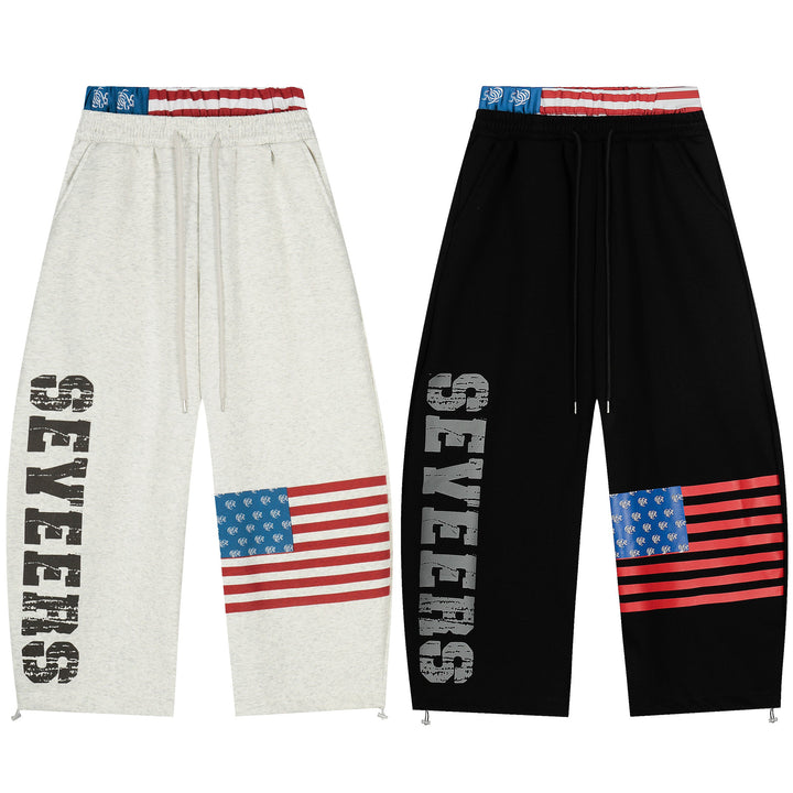 3-6-5.shop Flag Graphic Wide-Leg Pants