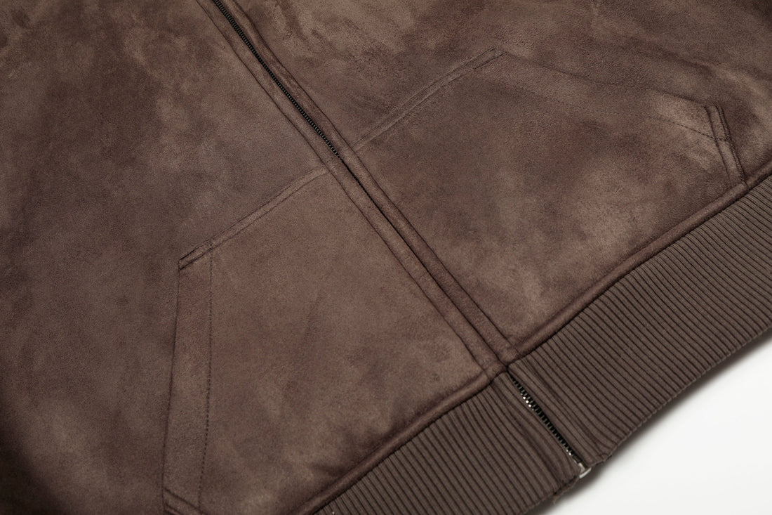 3-6-5.shop Fleece-Lined Brown Hooded Jacket