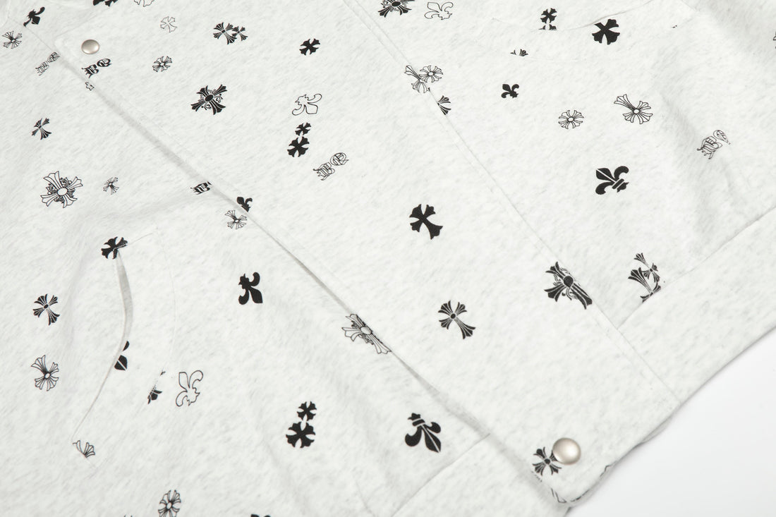3-6-5.shop All-Over Cross Print Hooded Jacket