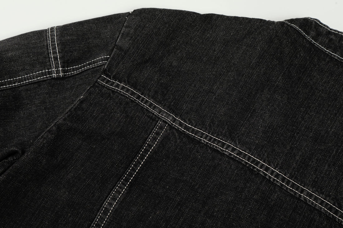 3-6-5.shop Buckle Denim Jacket – Black