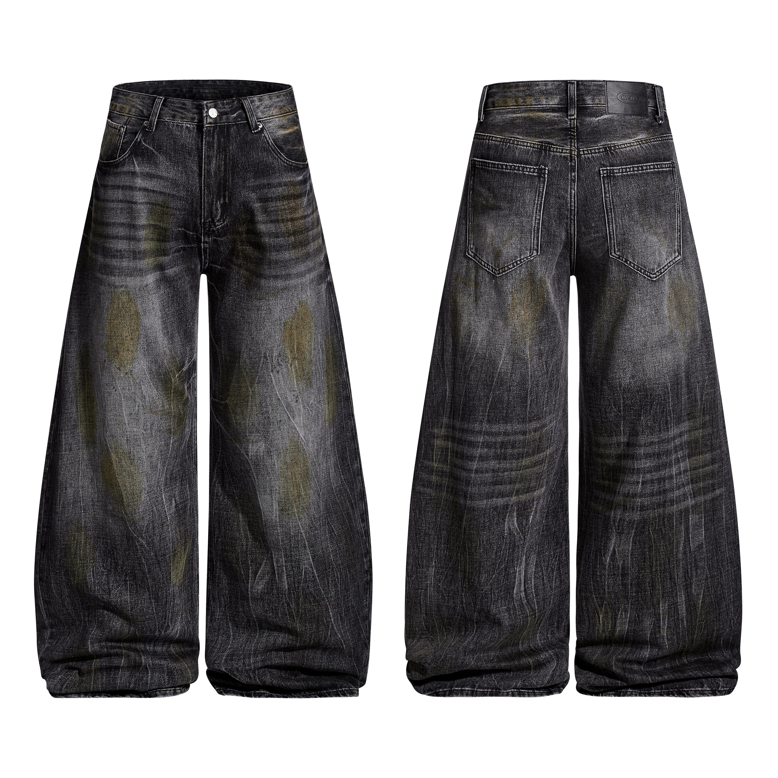 3-6-5.shop Vintage Washed Curved Denim Pants