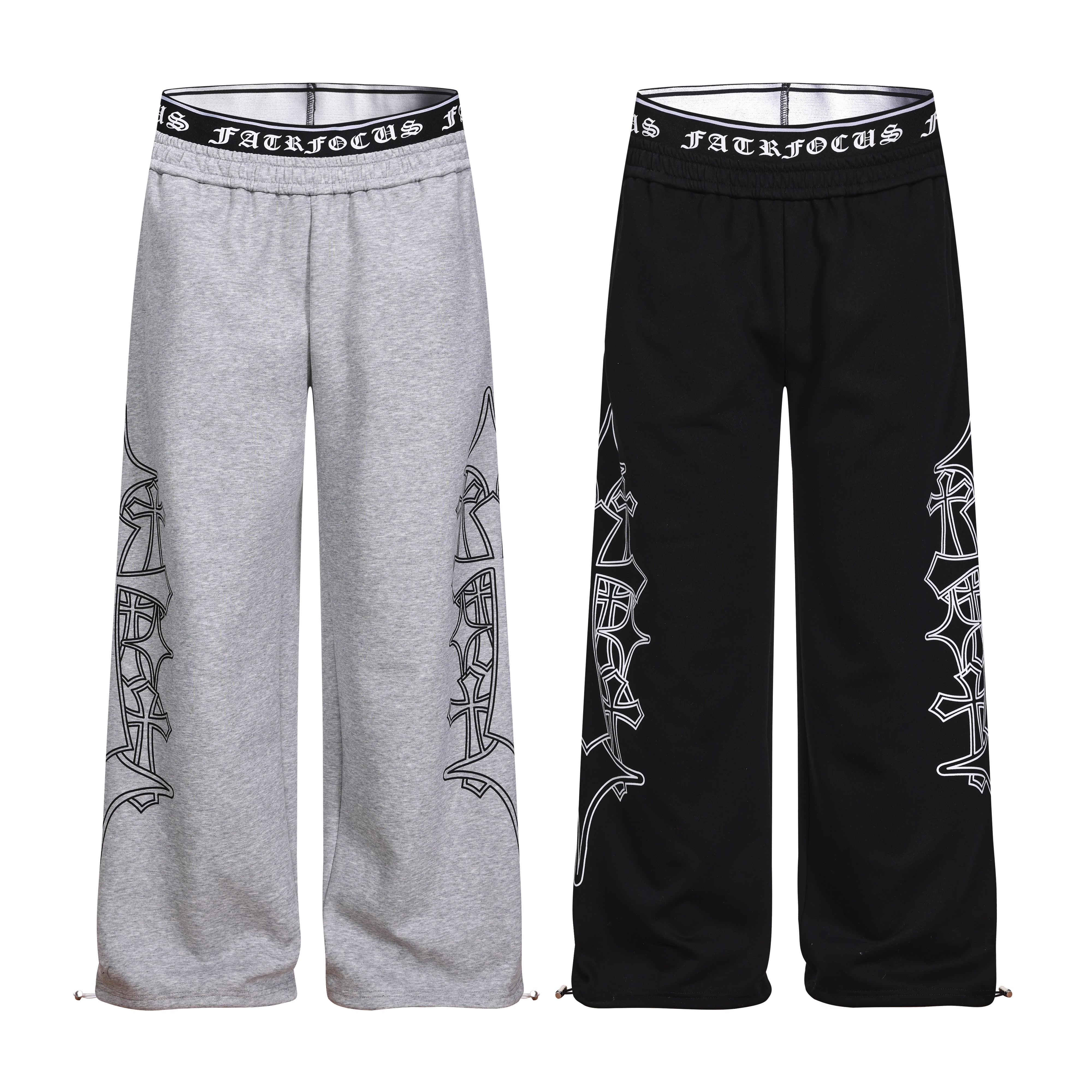 3-6-5.shop Gothic Outline Wide-Leg Sweatpants