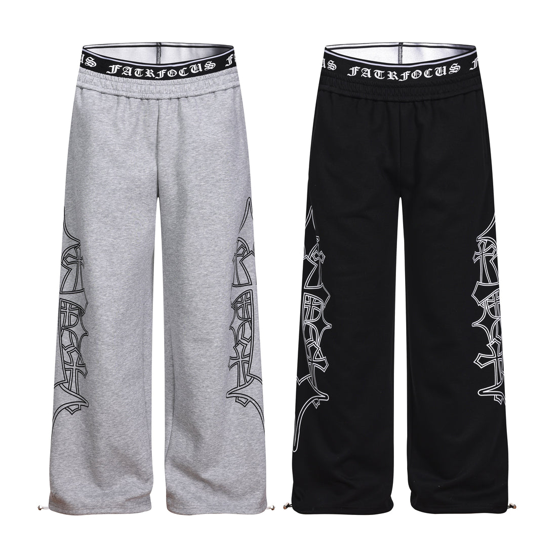 3-6-5.shop Gothic Outline Wide-Leg Sweatpants