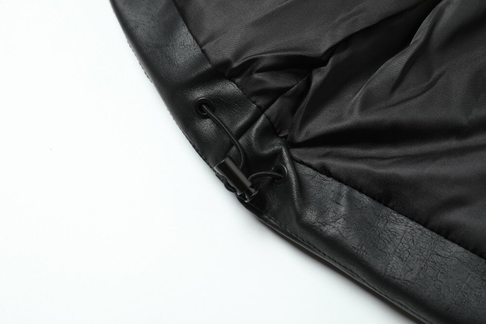 3-6-5.shop Detachable Fur Collar PU Jacket
