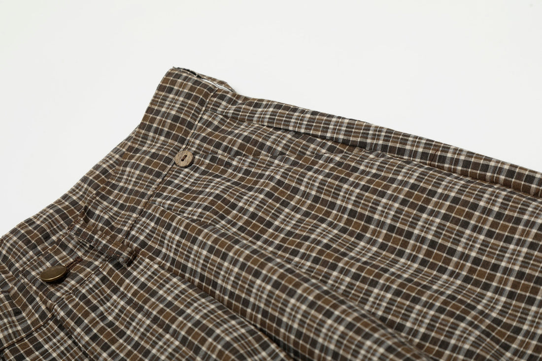 3-6-5.shop Vintage Check Wide-Leg Pants