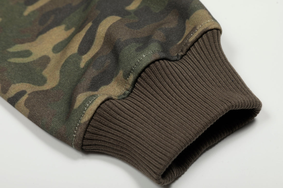3-6-5.shop Camo Chenille Patch Half-Zip Hoodie