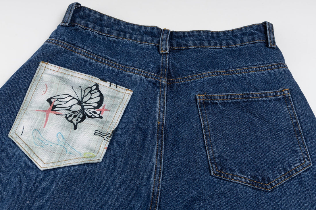 3-6-5.shop Bunny Ribbon Curved Jeans