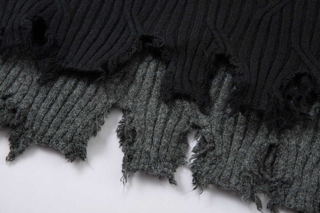 3-6-5.shop Distressed Ribbed Henley Knit