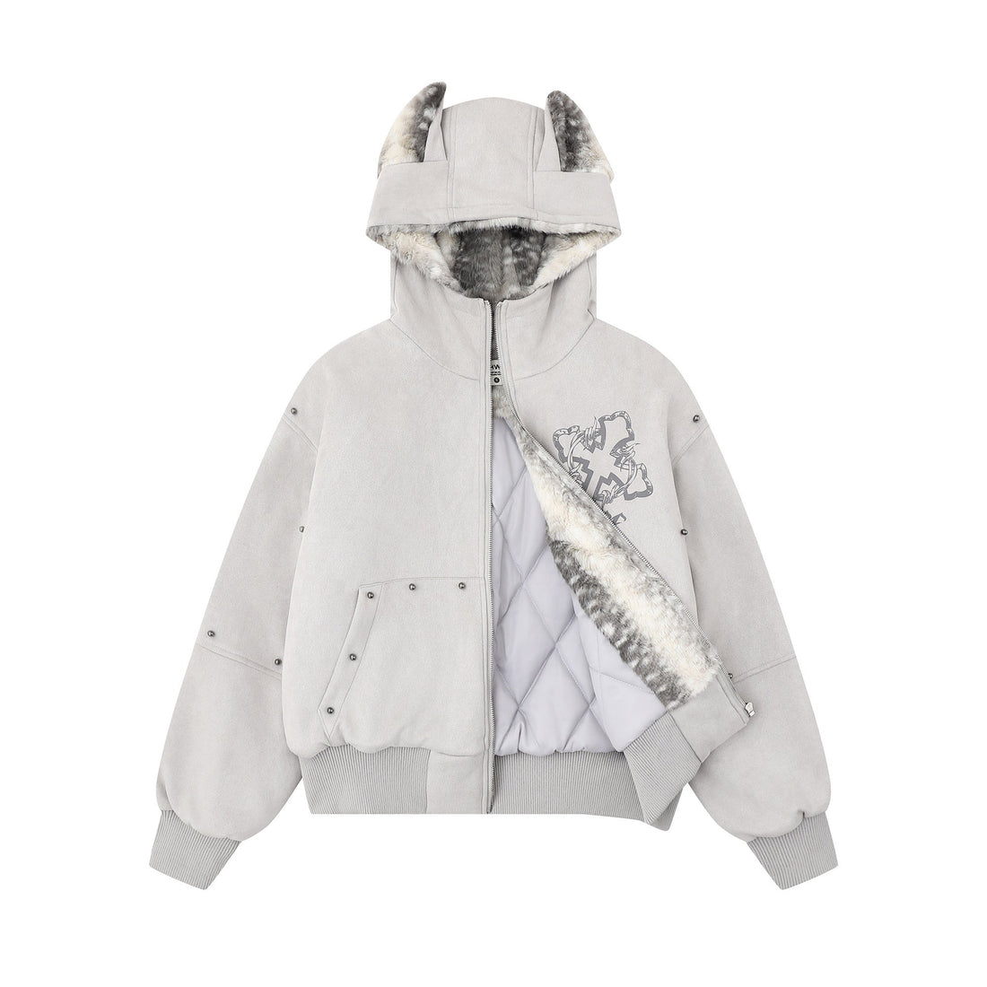 3-6-5.shop Furry-Ear Stretch Hoodie Jacket