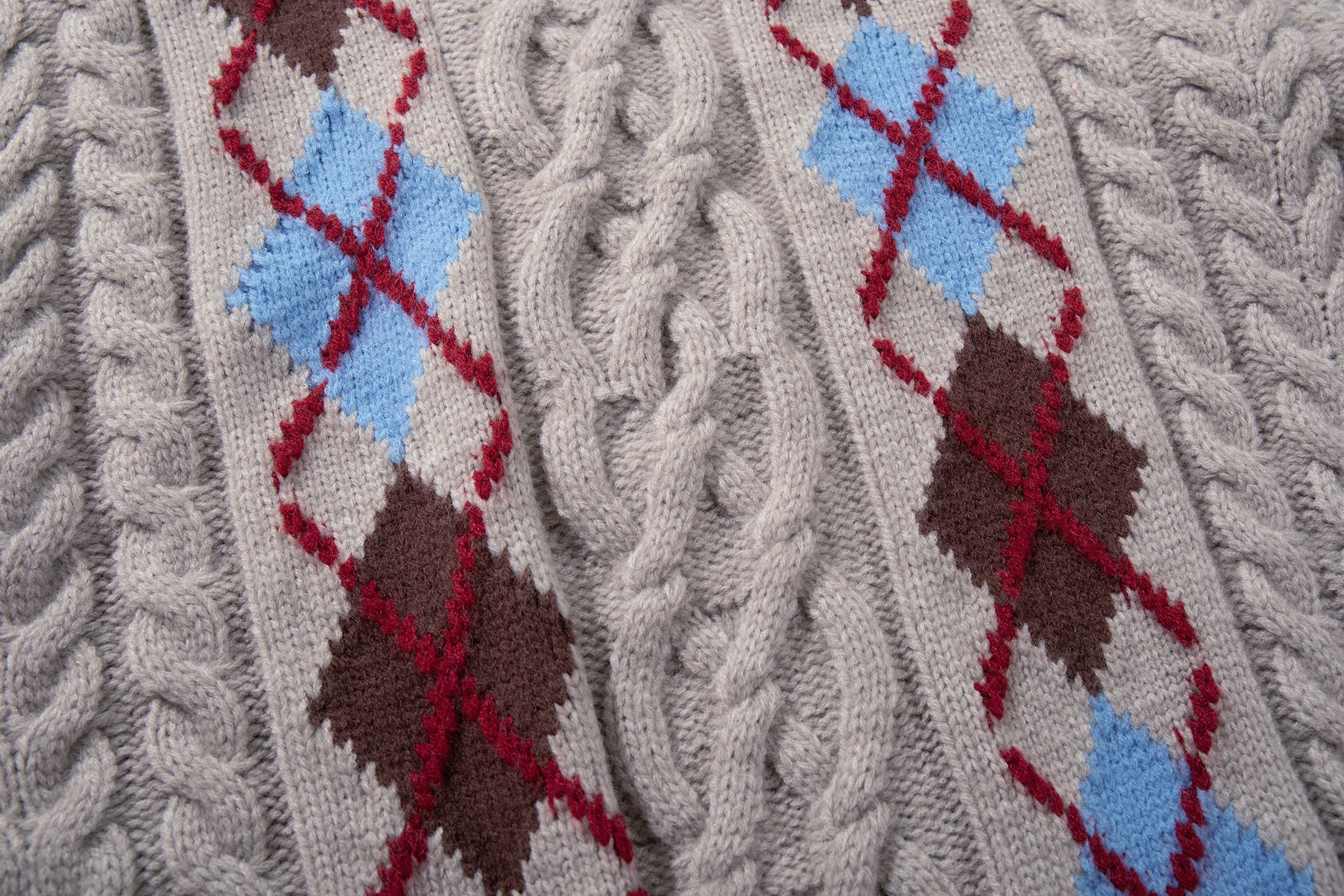 3-6-5.shop Argyle Cable Knit Sweater