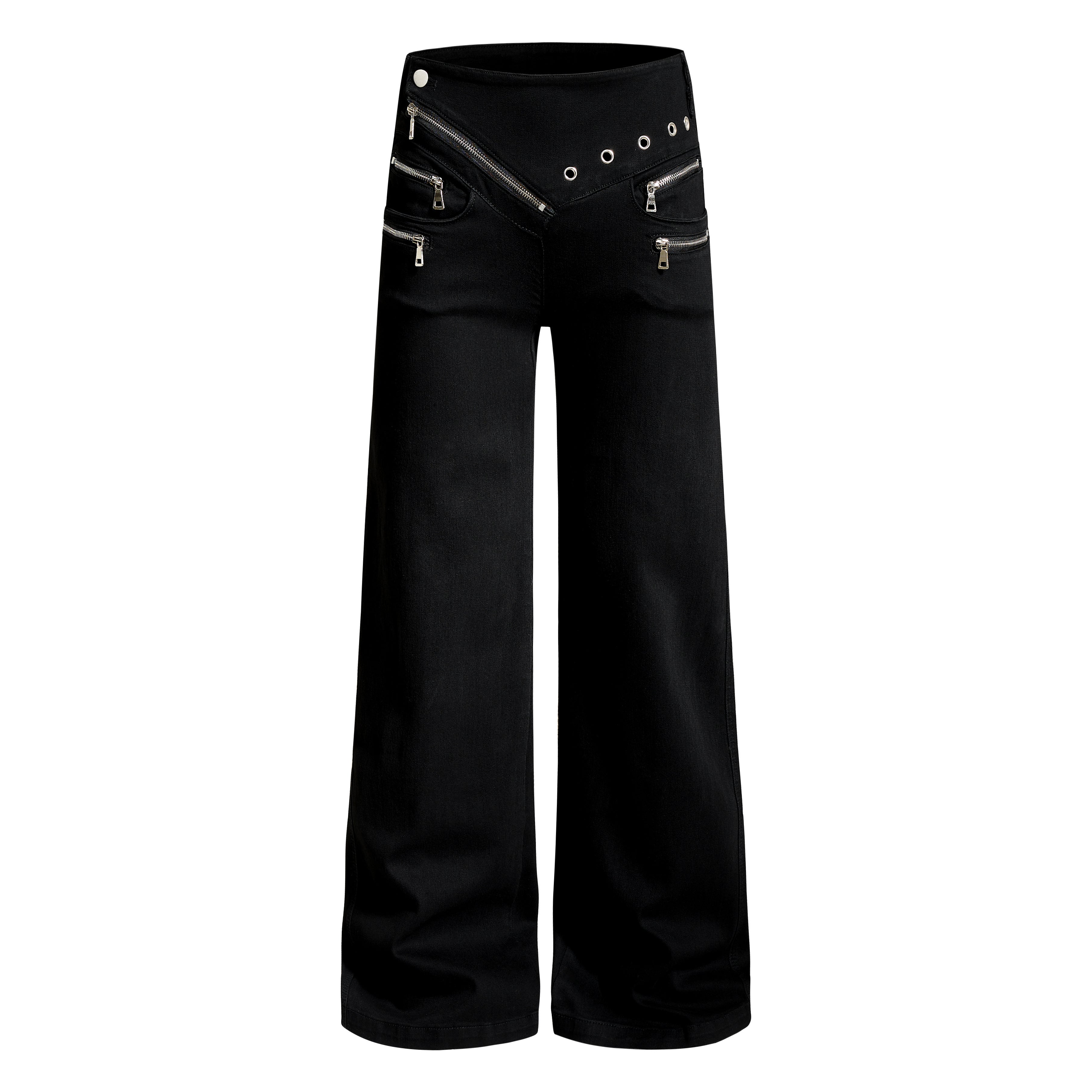 3-6-5.shop Zipper Detail Flared Pants