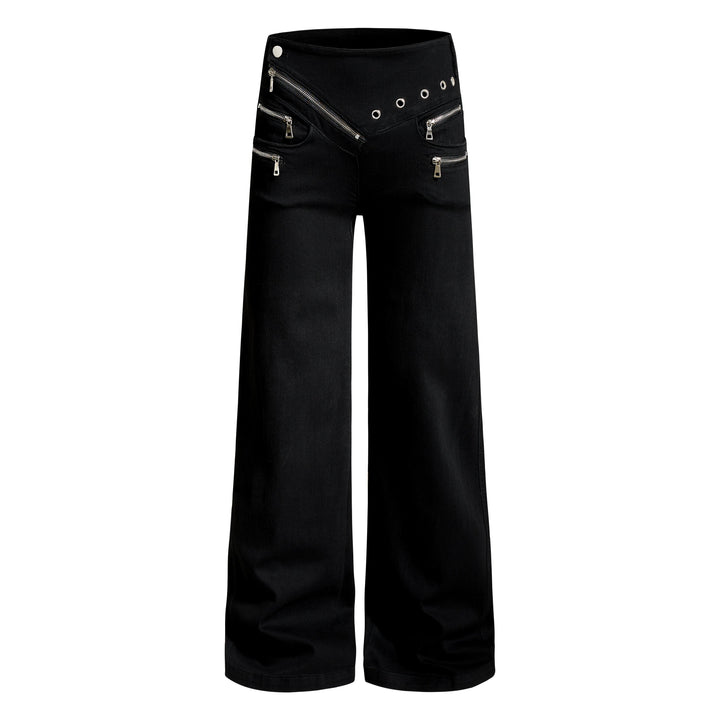 3-6-5.shop Zipper Detail Flared Pants