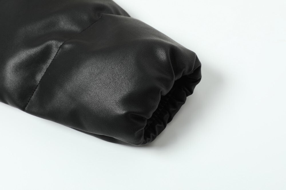 Omirad PU Gloss Bat-Ear Puffer Jacket